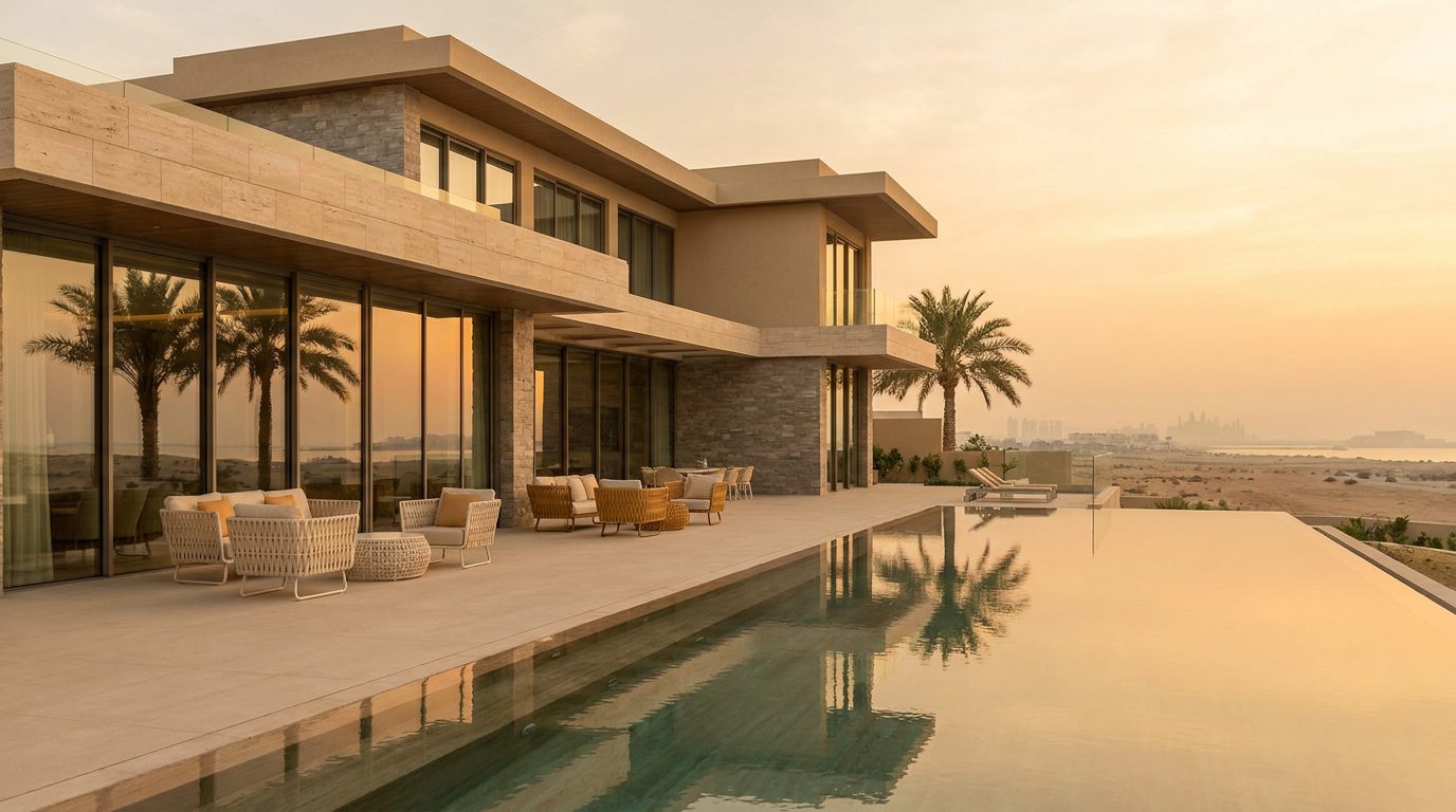 Ultra-luxury villa at golden hour